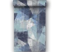 HXA DECO - Papier Peint Rouleau Perspective géométrique Bleue - Rouleau 0,5x10 m