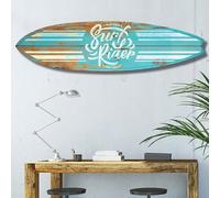 HXA DECO Planche de Surf Décorative,Impression sur Alu Dibond, Surf Blue California, 145x40 cm Alu - Made in France