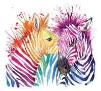 HXA DECO - Tableau Animaux, Tableau Pas Cher, Tableau Deco, Tableau Moderne, Tableau Cartoon Zebre en Couleurs, 50x50cm