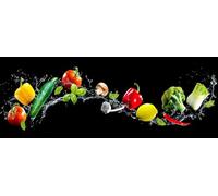 HXA DECO - Tableau Deco Cuisine Horizontal Ratatouille et Brocolis, Toile Imprimée, 80x30cm