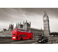 HXA DECO Tableau Londres Bus, 80x50cm - Made in France - 80x50