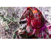 HXA DECO Tableau Pop art gorille et casque audio - 80x50cm - made in France
