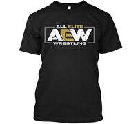 HXASKKF Men Cotton T Shirt Tops Brand All Elite AEW Wrestling AEW Logo Shirt Bigger Size Homme Black T-Shirts