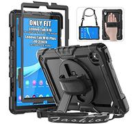 HXCASEAC Étui pour Lenovo Tab M10 Plus 10,3" FHD résistant aux chocs avec protection d'écran, dragonne rotative à 360° et bandoulière pour tablette M10 Plus 10,3" TB-X606F/TB-X606X (Noir)