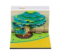 HXCQYGL Bloc-notes 3D, calendrier 3D, à déchirer, calendrier 2025, calendrier de table, avec lumière, sculpture en papier, ornement de bureau (arbre de printemps)