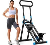 HXD-ERGO Stepper d’Escalier Pliable Fitness 2025, Appareil Cardio Maison Professionnel avec Guidon Réglable, Écran LCD, Machine d’Entraînement Complet du Corps Compacte (Negro-Azul-Ajustable)