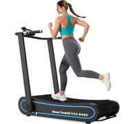 HXD-ERGO Tapis de Course Courbe Manuel, sans Motorisation, Surface 120x40 cm, Capacité 150 kg, Brûle 30% Plus de Calories, Pliable avec roulettes, Écran LCD, Compatible Apps Interactives