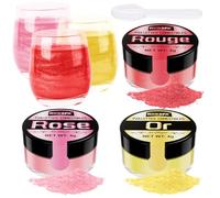 HXDZFX Paillettes Comestibles - 3 Couleurs Paillette Alimentaire Gâteaux, Paillettes Alimentaires Boissons, Gâteaux, Chocolats, Muffins, Vodka, Cocktail, Crème (4g par Bouteille) Or/Rose/Rouge
