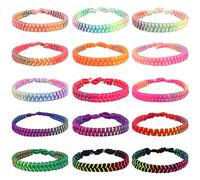 Hxezoc Bracelet Bresilien Tissu Femme - 15 Pièces d'Amitié Fil Tressé Ete pour Cheville Enfant Filles Femmes