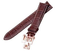 HXFFXHF 19 mm 20 mm 21 mm 22 mm Band de montre en cuir authentique pour Vacheron Constantin Patrimony VC Men and Women Black Brown Cowhide Sobre (Couleur: Brown White Silver, Taille: 19 mm)