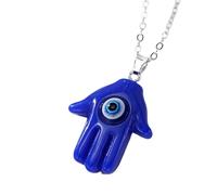 HXFFXHF 925 Collier Hamsa en argent sterling pour les femmes et les hommes, Collier à main de Hamsa Multicolor Evil Eye Turkey Lucky Blue Eye Fatima Hand Clavicle Chain, Mano de Fatima Con Ojo Turco