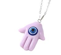 HXFFXHF 925 Collier Hamsa en argent sterling pour les femmes et les hommes, Collier à main de Hamsa Multicolor Evil Eye Turkey Lucky Blue Eye Fatima Hand Clavicle Chain, Mano de Fatima Con Ojo Turco