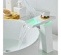 HXFFXHF Aclips LED Robinet Température de Bassin contrôlé Faucet LED Crie Tap d'eau Or/Noir/Chrome Waterfall Faucet Robinets de Salle de Bain (Couleur: Néron) Robinet d'évier de Cuisine