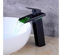 HXFFXHF Aclips LED Robinet Température de Bassin contrôlé Faucet LED Crie Tap d'eau Or/Noir/Chrome Waterfall Faucet Robinets de Salle de Bain (Couleur: Néron) Robinet d'évier de Cuisine