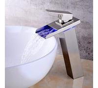 HXFFXHF Aclips LED Robinet Température de Bassin contrôlé Faucet LED Crie Tap d'eau Or/Noir/Chrome Waterfall Faucet Robinets de Salle de Bain (Couleur: Néron) Robinet d'évier de Cuisine