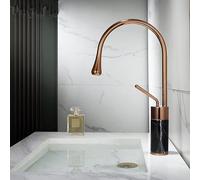HXFFXHF Basin Rose Gold Hot Cold Cold Lavotory Robinet and Marble Bathroom Niching lavel Mixer Taps Brass