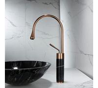 HXFFXHF Basin Rose Gold Hot Cold Cold Lavotory Robinet and Marble Bathroom Niching lavel Mixer Taps Brass