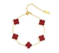 HXFFXHF Bijoux de Filles Bracelet à Quatre Feuilles Uniques pour Femmes Blanc Black Green Rouge Bracelets de trèfle Link Link, Bijoux plaqué Noël Cadeaux de la Saint-Valentin Accessoires