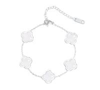 HXFFXHF Bijoux de Filles Bracelet à Quatre Feuilles Uniques pour Les Femmes Girl Black Green Rouge Luck Link Clover Blover, Bijoux plaqué Cadeaux de la Saint-Valentin de Noël, 9,1 Pouces, 6,49