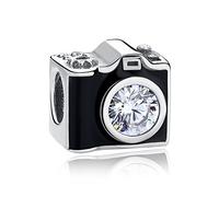 HXFFXHF Bijoux des Filles Authentiques Perles de Charme de mémoire de caméra Sterling J'aime Voyager pour Les charmes Bracelet et Collier (b) Accessoires