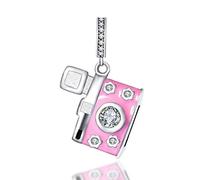 HXFFXHF Bijoux des Filles Authentiques Perles de Charme de mémoire de caméra Sterling J'aime Voyager pour Les charmes Bracelet et Collier (b) Accessoires