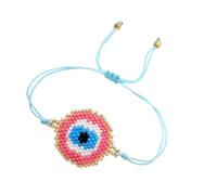HXFFXHF Bijoux des Filles Blue Eyes Bracelet Amulet tissé Fashion Empilable pour Femmes Accessoires de chaîne de Yeux de Bracelet à poignes ajusté