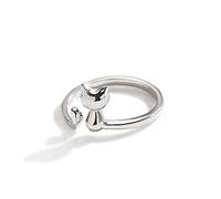 HXFFXHF Bijoux élégant Argent Chat décor Mode Bijoux Femmes Sonnerie Ouverte