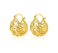 HXFFXHF Boucles d'oreilles découpées à la mode, boucles d'oreilles de panier de découpe en métal, boucles d'oreilles à cerceaux filigrane à fronde en or 18 carats, texture creux de la