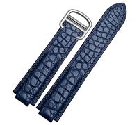 HXFFXHF Bracelet de montre en cuir crocodile américain adapté pour chariot bleu ballon convexe bracelet en cuir 18 20 mm hommes et femmes noirs, bleu - argent, 22-14mm