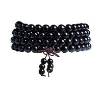 HXFFXHF Bracelet de perle de bouddha en bois de santal noir 108 Collier de perles bouddhistes en bois en bois pour prière de méditation, 12 mm
