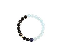 HXFFXHF Bracelets en Cristal en Perles pour Femmes Hommes, Bracelets aiquamarines d'obsidien Noir pour la méditation Soulagez Les émotions d'équilibrage, Les Pierres Naturelles du Bracelet