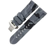 HXFFXHF Butfly Clasm Rubber Watch Band 24 mm 26 mm pour panerai Luminor Submersible Silicone Sport Watch Strap (Couleur: Camo Ylw Black 2, taille: 24 mm)