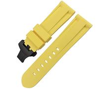 HXFFXHF Butfly Clasm Rubber Watch Band 24 mm 26 mm pour panerai Luminor Submersible Silicone Sport Watch Strap (Couleur: Camo Ylw Black 2, taille: 24 mm)