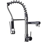 HXFFXHF Chrome Finish Robinet Dual Spout Évier Robinet Deck Mount Spring Kitchen Mixer Tap Kitchen Cuisine Hot and Cold Water Tap