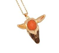 HXFFXHF Collier de crâne pour hommes femmes boho animal tête pendentif collier tempérament animal crâne pendent bohème bijoux memento mori collier pirate médaillon