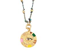 HXFFXHF Collier pour les yeux maléfique rempli de 14K pour hommes et femmes, étoile Collier de perle pendant pour les yeux maléliques célestes avec nœud, collier de globe oculaire, Eye of Horus en