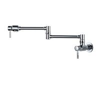 HXFFXHF Cuisine en laiton robinet de remplissage pliant pivotant à 360 ° avec bras de balançoire à double articulation, robinet de lavabo de cuisine froid simple avec 2 poignées, chrome (or brossé)
