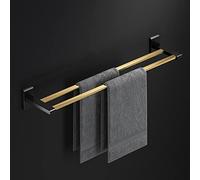 HXFFXHF Étagères de Salle de Bain Barre de Serviette Pliante en Or Noir, Panier Triangulaire, Grille de Rangement, Bague Serviette, kit d'accessoires de Salle de Bain Murale (Couleur: Porte-Rack