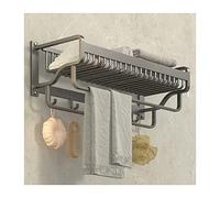 HXFFXHF Étagères flottantes étagère de Salle de Bain étagère de Serviette avec Barre de Serviette Double et Porte-Serviette à Crochets Fixes étagère de Salle de Bain étagère Murale, Gris Mat pour Le
