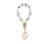 HXFFXHF Generisch Key Fob Cat Mother's Fay Gift Mum Mum en Bois Silicone Beads Bread Bracelet Key Anneau de clé enveloppe de Bulle