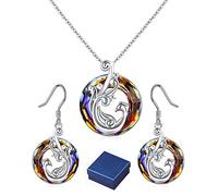 HXFFXHF Girl Products Phoenix Crystal Collier, pour Self - S925 J'ai survécu parce que le feu en moi brûle plus brillant que le feu autour de moi des cadeaux d'oreilles colorés en cristal