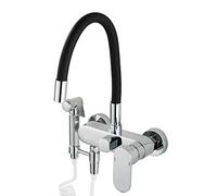 HXFFXHF Mont Mural Évier de Cuisine Taps Chauds et froids avec Pistolet Pistolet Lait Rotatif Universel Tap de Cuisine Double Trous de Bloc de départ Doux Robinet