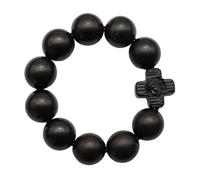 HXFFXHF Perles de chapelet en bois de santal noir classique pour hommes, catholique Jésus-Christ croix de prière en bois Cadeaux de bracelet élastique