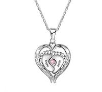 HXFFXHF Pieds de bébé lustre Collier de pierre de naissance personnalisée Collier de coeur PENDANT CADE POUR MOM LUMIÈRE