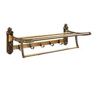 HXFFXHF Rails de Serviette, Porte-Serviette en Laiton Antique plinium Pliable Porte-Serviette de Salle de Bain Active Porte-Serviette étagère à Double Serviette avec Crochets Accessoires de Salle de