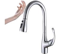 HXFFXHF Robinet d'évier de Cuisine pour la Ferme de Bar Commercial, Laiton Sort Smart Capteur Touch Capteur de Cuisine Tapée d'eau de Cuisine, lavabo Colure à Froid Chaud Crane, Douche et