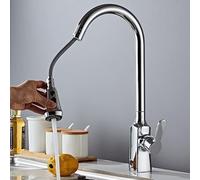 HXFFXHF Robinet d'évier pour la Ferme de Bar Commerciale, poignée noirnée Tire vers Le Bas Blanc de Cuisine à Un Trou Simple à 360 degrés, robinets Noirs, Robinet d'eau