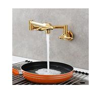HXFFXHF Robinet, Robinet de Remplissage en Laiton de Cuisine Commerciale Murale Murale, Robinet à Double Articulation Pliant Le Robinet de Bras Swing Extensible avec poignées de Trou Unique, brossé