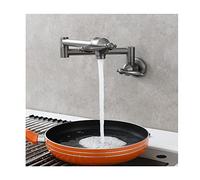 HXFFXHF Robinet, Robinet de Remplissage en Laiton de Cuisine Commerciale Murale Murale, Robinet à Double Articulation Pliant Le Robinet de Bras Swing Extensible avec poignées de Trou Unique, brossé