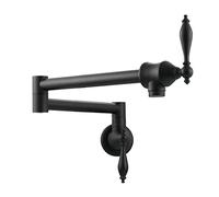 HXFFXHF Robinet, Robinet de Remplissage en Laiton de Cuisine Commerciale Murale Murale, Robinet à Double Articulation Pliant Le Robinet de Bras Swing Extensible avec poignées de Trou Unique, brossé